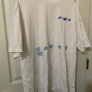 White T-Shirt with Blue Logo